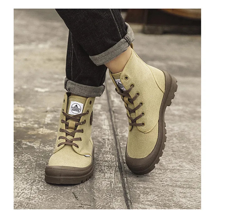 New Fashion High-top Mens Boots Outdoor Comfortable Mens Casual Boots Jungle Mountaineering Men Shoes Wide Bottom Platform Boots