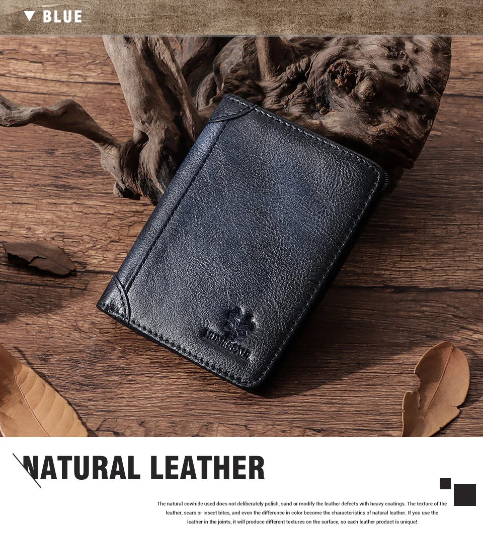HUMERPAUL Slim Soft Real Leather Wallet for Men RFID Blocking Bifold Multi-card Card Holder ID Purse Male Thin Front Pocket