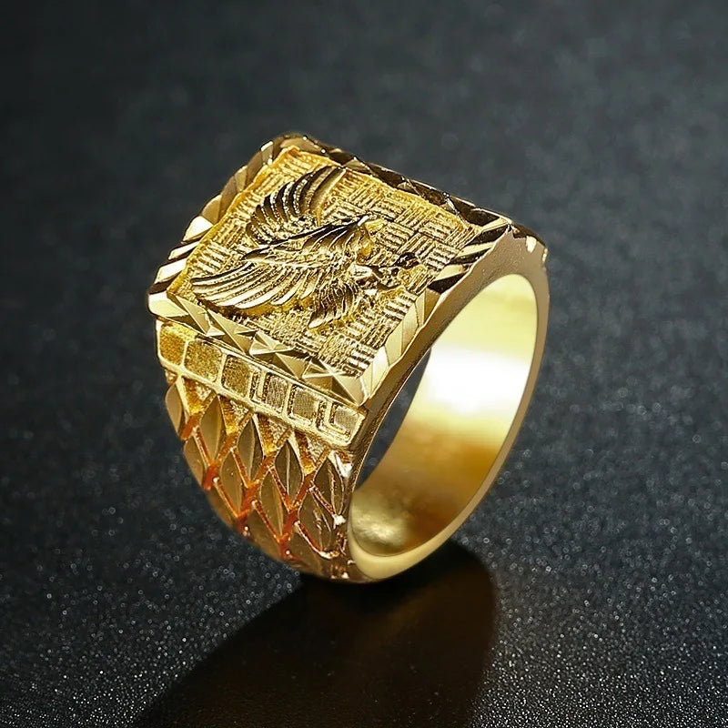 Eagle Collection ! Domineering Metal Eagle Men's Ring Punk Style Enamel Animal Male Rings Jewelry Hand Accessories Size 6-13