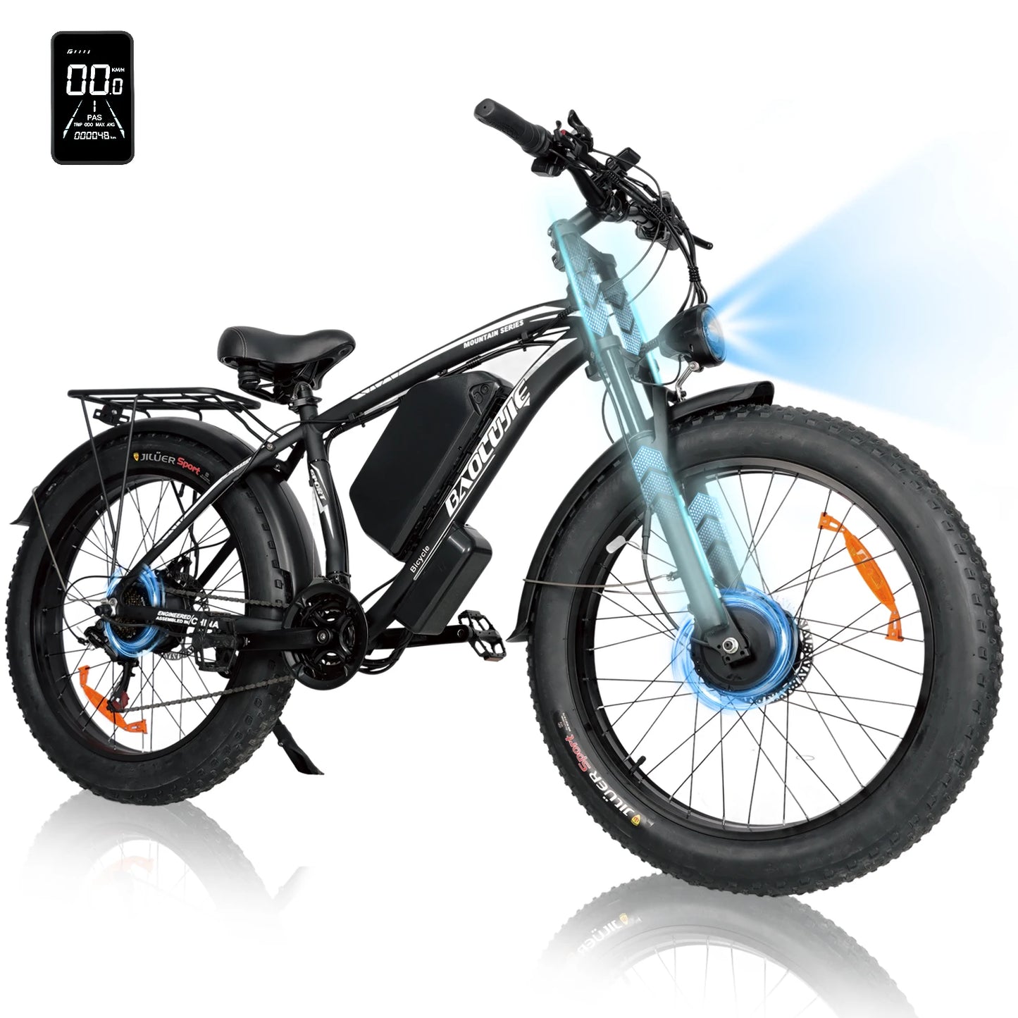 BAOLUJIE Peak 3000W/5000W Dual Motor Electric Bicycle  E-Bike for Adults，Electric Motorcycle 48V/52V Battery，Max Speed 38 MPH