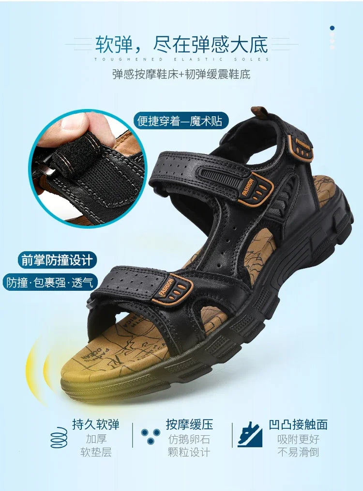 Summer Men's Sandals 2024 Trending Adult Men's Sandal Original Brands Shoes Man's Leather Sandal Sandals for Boy Trend Designer