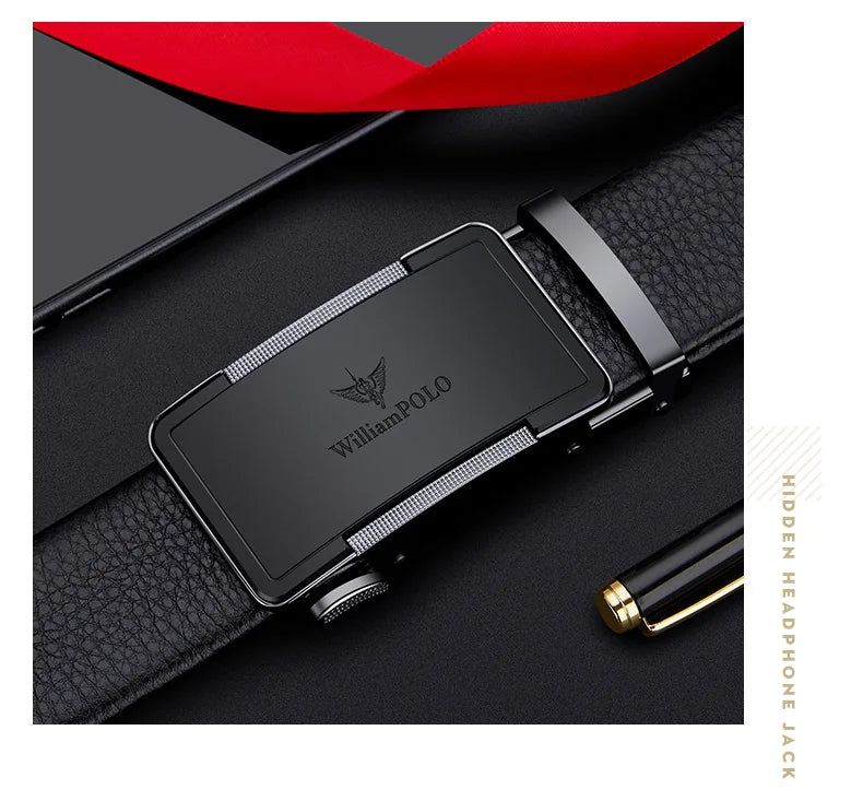 Men's leather belt with automatic buckle, casual pants belt, fashionable high-end belt, business waist belt