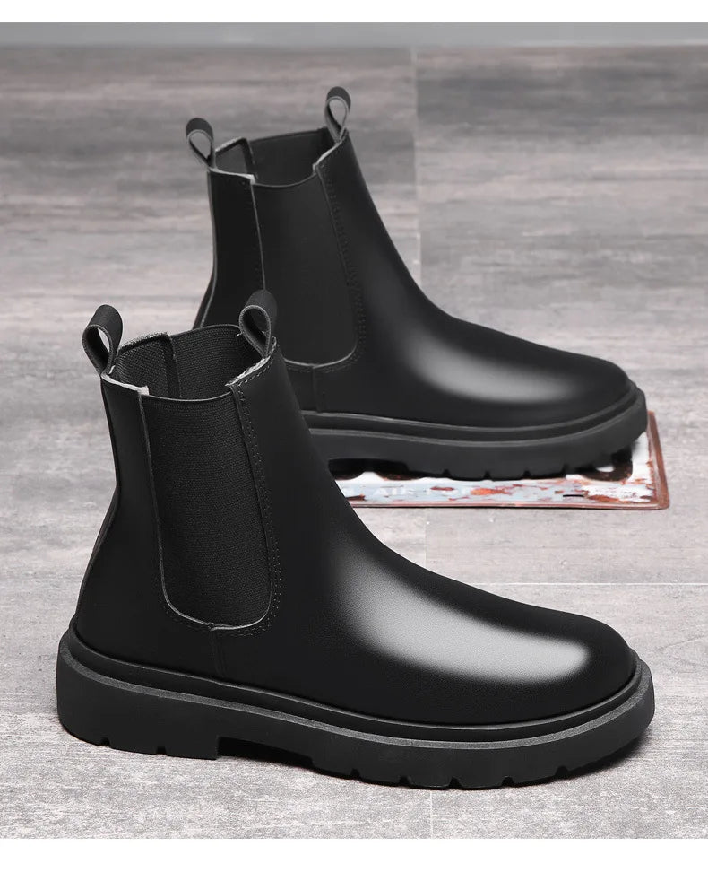 Men's Autumn Chelsea Boots Outdoor high top fashion shoes British style  versatile mid top boot Casual comfortable male shoe