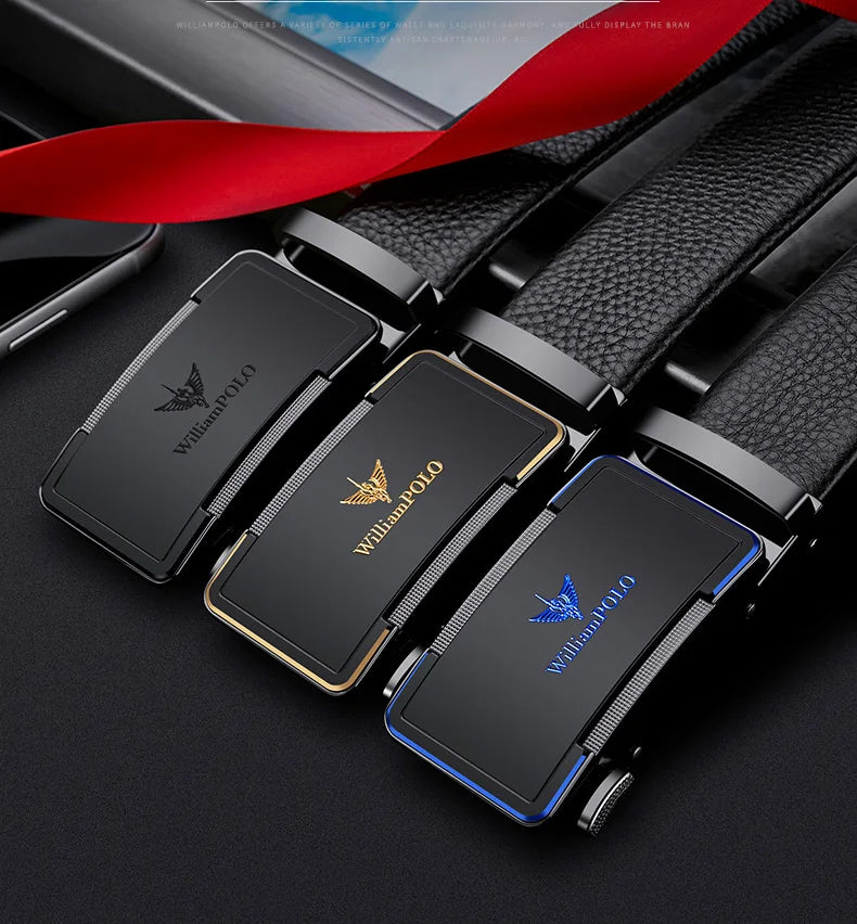 Men's leather belt with automatic buckle, casual pants belt, fashionable high-end belt, business waist belt