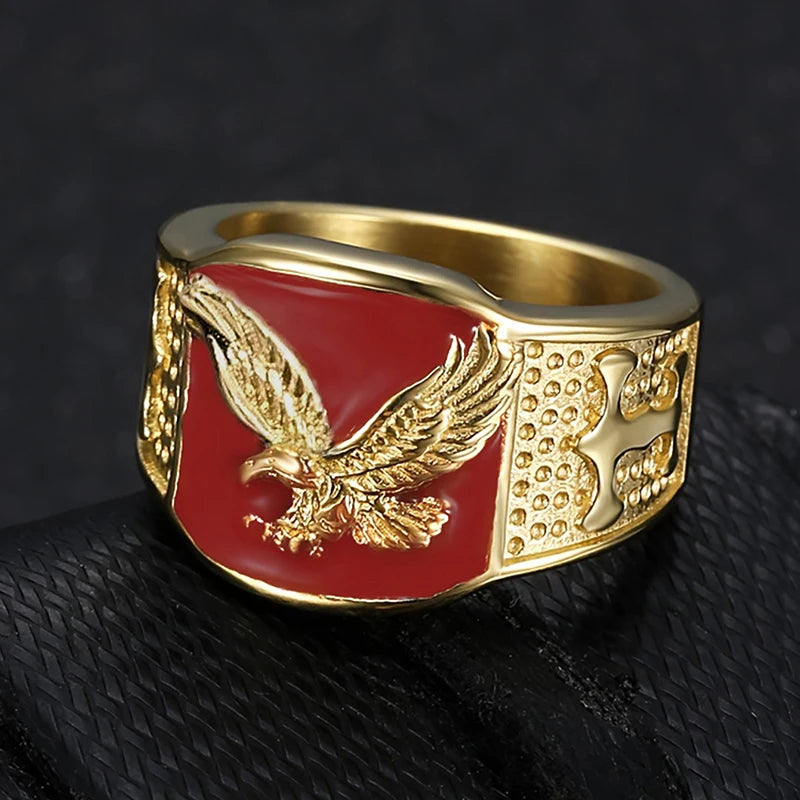 Huitan Unique Bright Eagle Unisex Rings Gorgeous Hip Hop Party Jewelry for Men/Women Chic Fashion Punk Stylish Finger Accessory