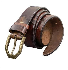 Brass Cowboy Belt Buckle Luxury Men Leather Belt Ceinture Homme Yellow Belts For Men Wide Male Strap Jeans Waist MBT0537