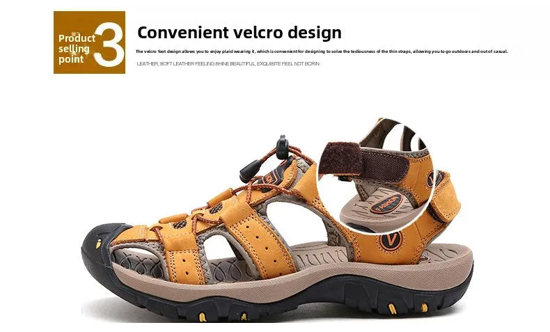 Men Sandals Summer New Large Size Outdoor Casual Beach Shoes Anti Slip Durable Breathable Toe Cover Sandals244