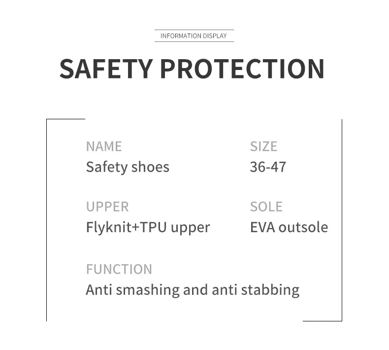 Work Safety Shoes For Men Lightweight Protective Work Sneakers Lightweight Men Shoes Breathable Shoes Anti-Puncture Work Shoe