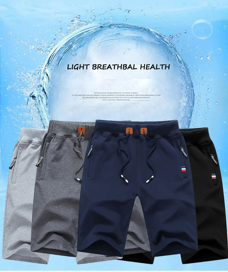 Shorts Men Cotton Casual Sports Men's Solid Shorts Drawstring Bermudas Elastic Waist Beach Short Pants Cool Summer New Fashion