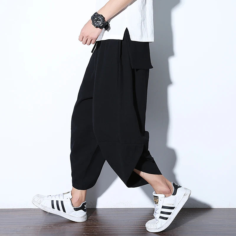 2024 New Casual Shorts Man Solid Harem Men's Summer Shorts Knee-length Short Pants For Men Bermuda Shorts Men's Summer Breeches