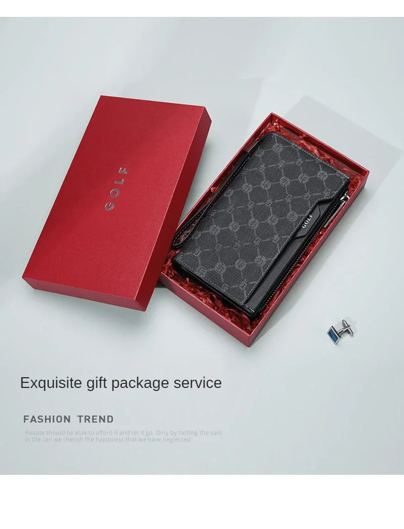 GOLF Long Wallet for Men Leather Male Clutch Bag Purse Wallet Wrist Bag Credit Card Organizer Hand Bags Money Clip Minimalist