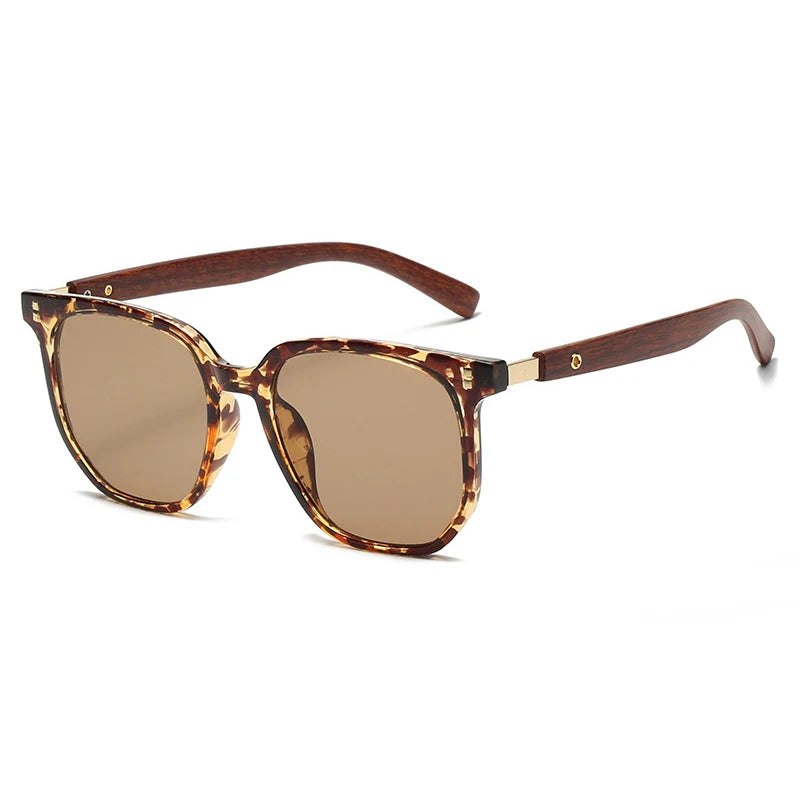 Classic Big Woodgrain Sunglasses Men women Retro Oversize Square Sun Glasses Male Female Fashion Summer Vacation Driving Shades