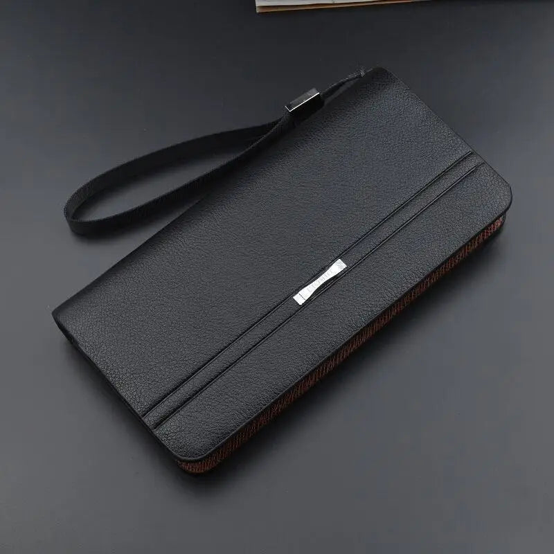 Men's Leather Long Wallet - Business Clutch with Phone Slot & Card Holder, Large Capacity Gift for Dad/Husband/Boyfriend