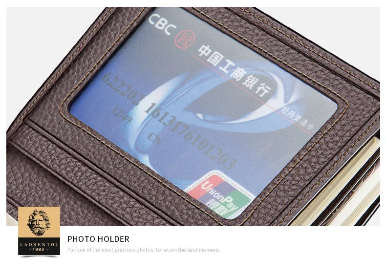 LAORENTOU Men Genuine Leather Wallet Small Card Holder Wallet Gift for Husband,  Boyfriend