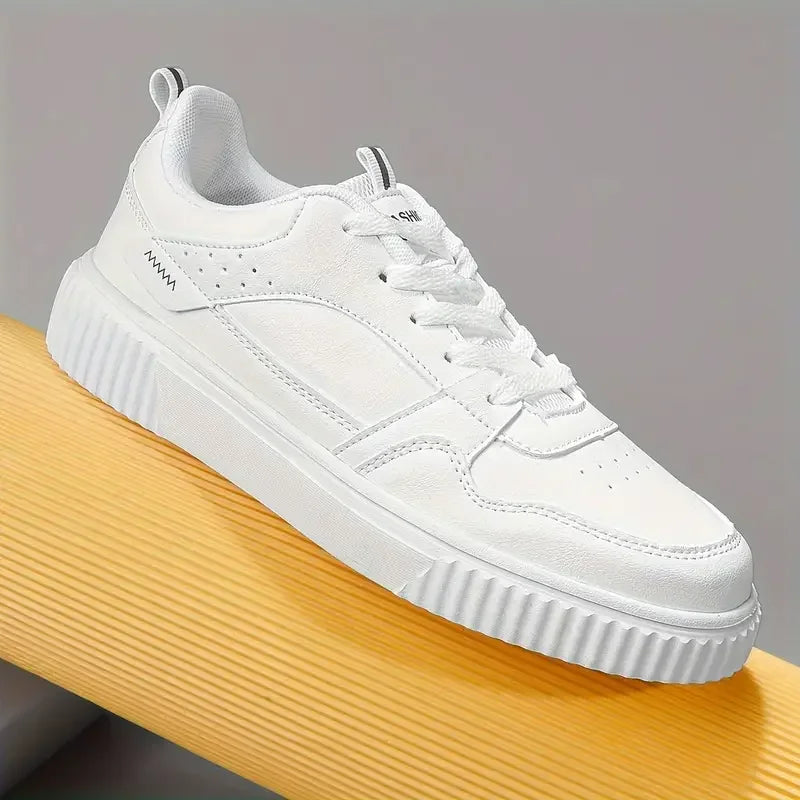 White Sneakers for Men New Casual Shoes PU Leather Tennis Shoe Non Slip Athletic Shoes Breathable Comfort Walking Shoes