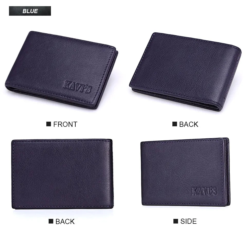 Genuine Leather Portable Slim Wallet for Men Mini Credit Card Holder Thin Small Card Organizer Purse Driver's License Money Bag