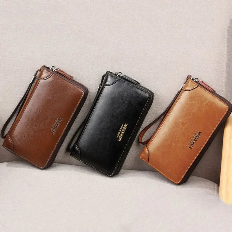 New Men Wallets Leather Men Bags Clutch Bags Koffer Wallet Leather Long Wallet with Coin Pocket Zipper Men Purse