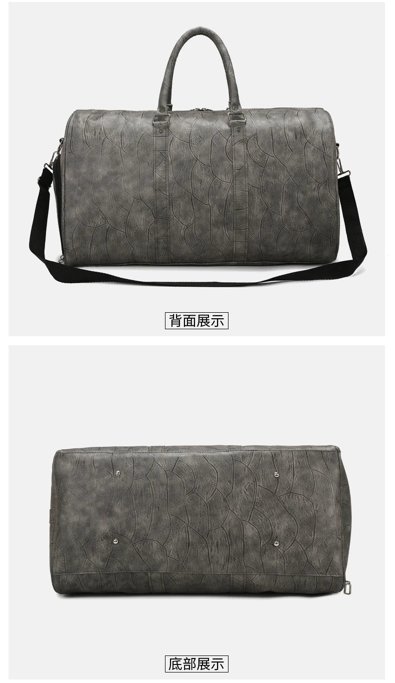 Soft Leather Travel Bag Large Capacity Fashion Weekend Bag Handle Bag Lightweight Sports Gym Bag With Separate Shoe Compartment