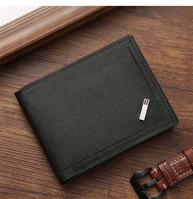Men's Short Leather Slim Wallets Business Man Money Clip Credit Card Holder Purse Thin Minimalist Bifold Wallet