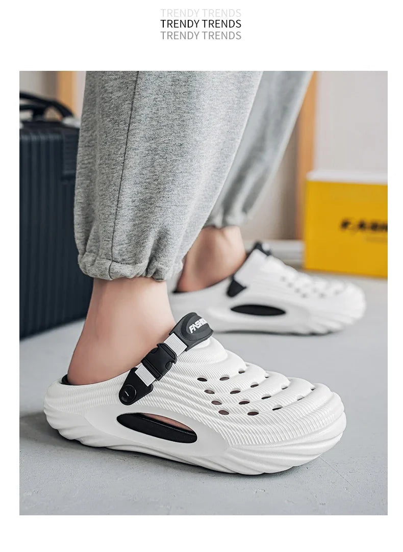 Summer Slippers for Men Driving Dual-Purpose Operating Room Baotou Clogs Soft Sole Outer Wear Home Casual Coconut Sandals