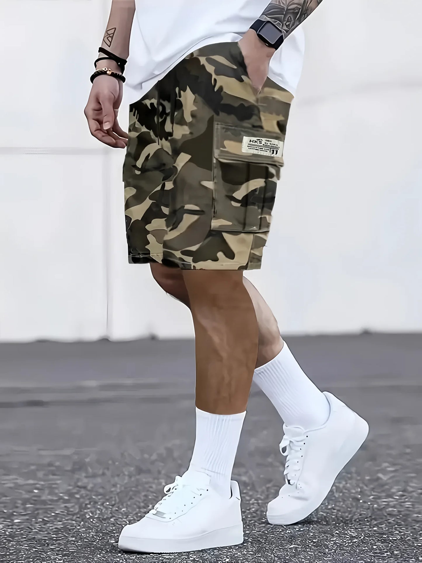 Men's Shorts Summer Casual Jogging Cargo Shorts Loose Multi-pockets Elastic Waist Work Hiking Overalls Short Pants