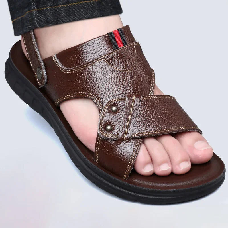 Men Sandals Summer Slippers New Beach Shoes  Outdoor Non-slip Leather Sandals for Men
