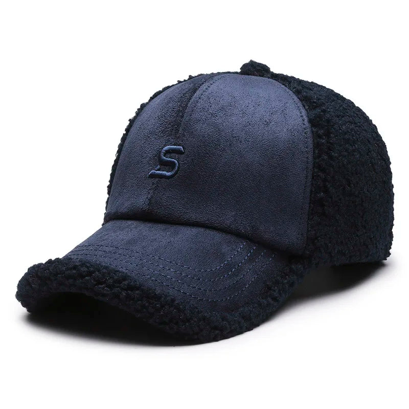 Baseball caps, outdoor warm caps, teddy velvet embroidered cold caps, stylish with warm hats