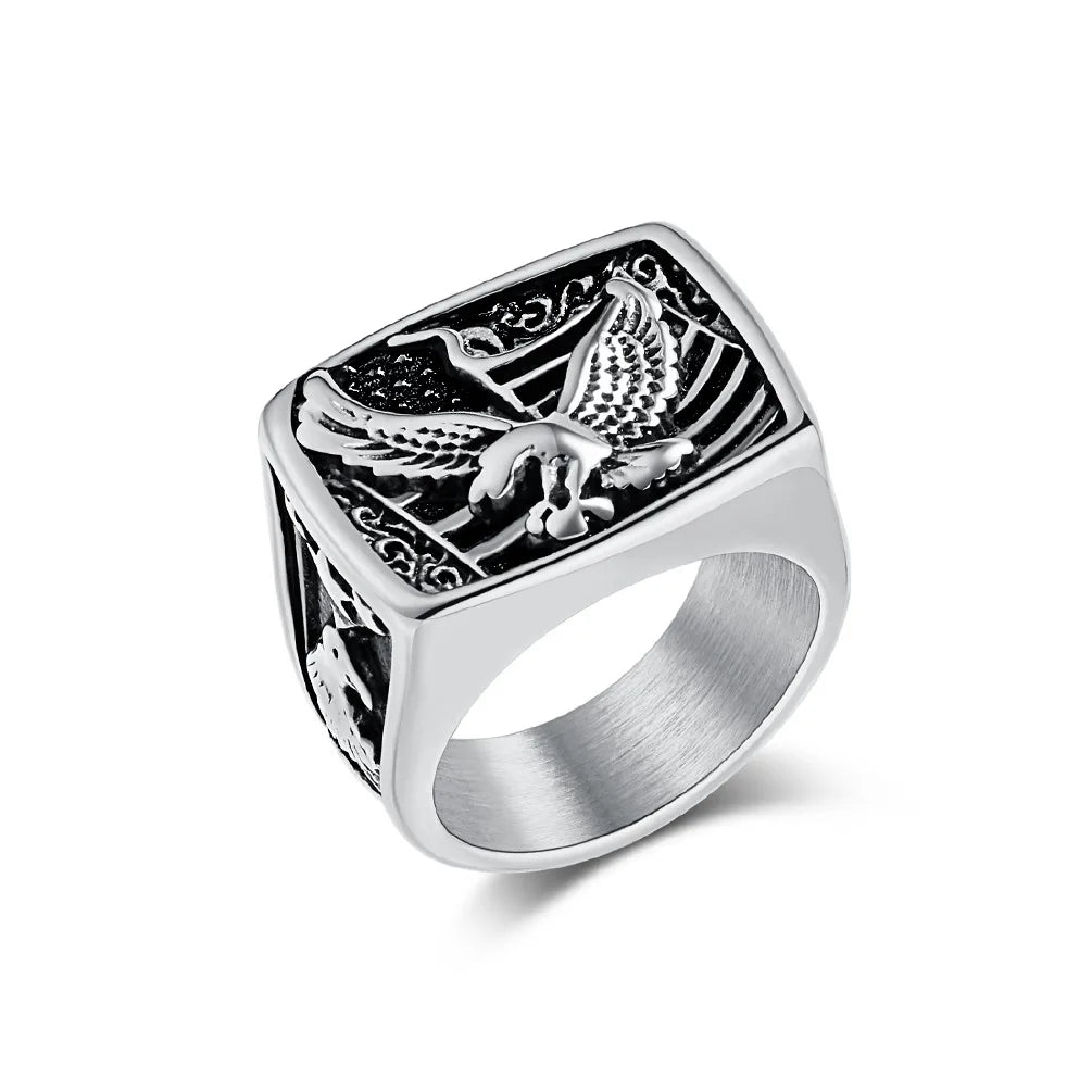 Eagle Rings Stainless Steel Art Retro Men Fashion Ring Jewelry