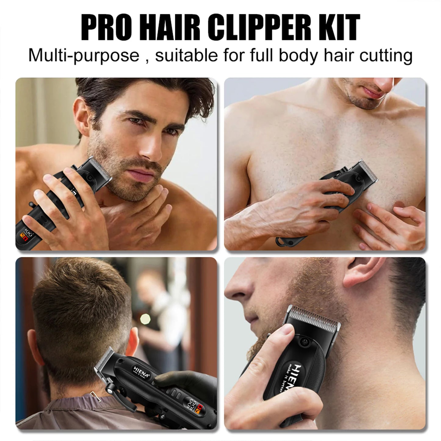 HYN-222 Professional Hair Clippers 5V1A Rechargeable Hair Trimmer Stainless Steel Blade Black Washable Head For Men Styling Tool