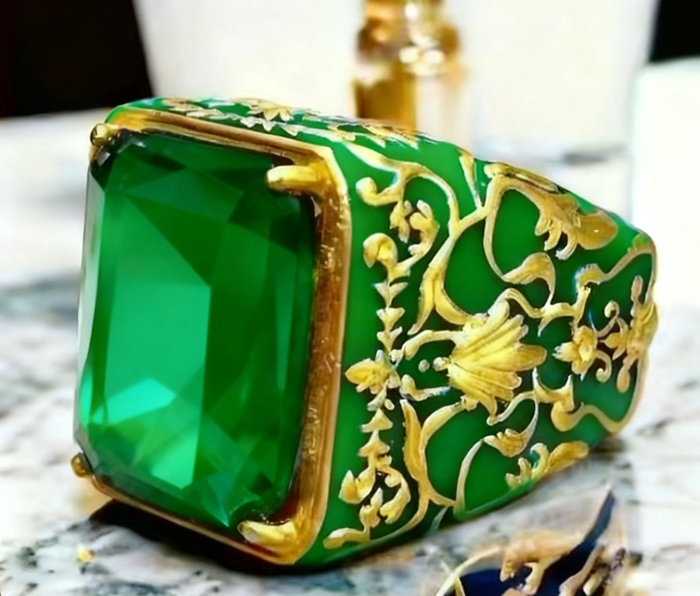 Wholesale of oval-shaped men's rings set with obsidian and agate rings from the manufacturer