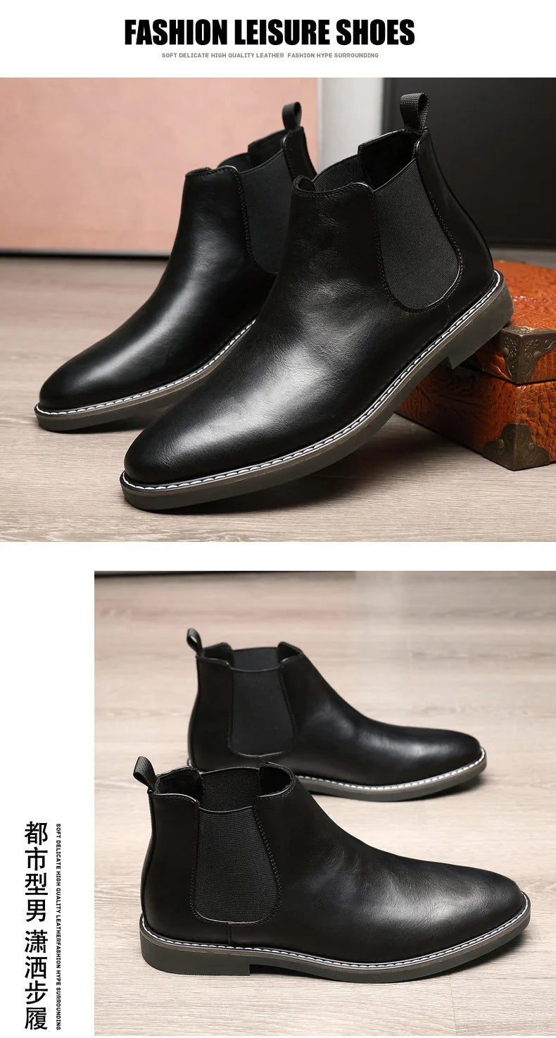 40~46 Men Chelsea Boots Brand Retro Comfortable 2024 Fashion Men Boots