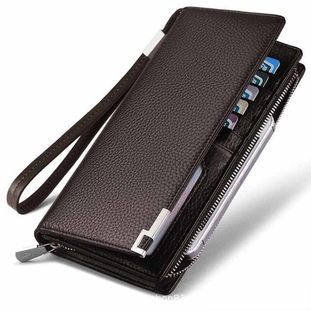 Men's Long Wallet Multi-card Slot Card Holder Business Wallet with Zipper Multi Functional PU Leather Coin Purse Man Gift