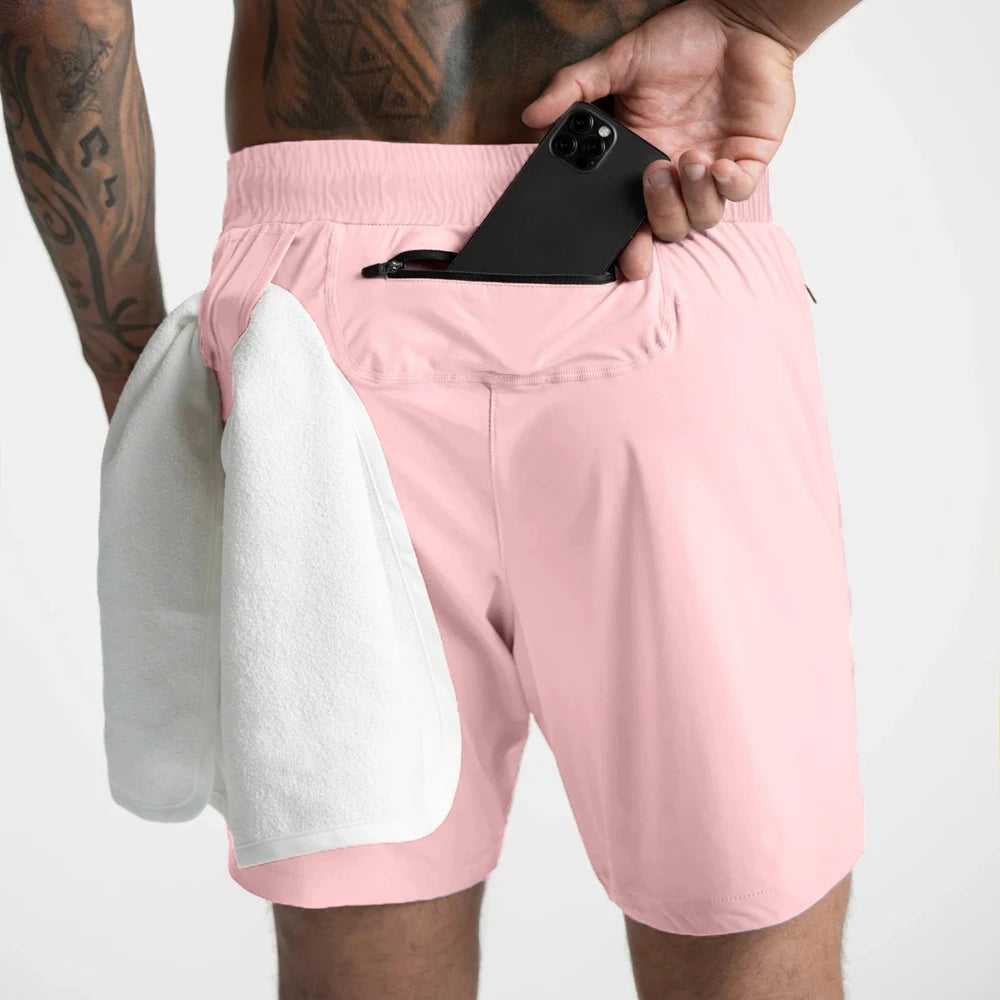 Men's shorts, single-layer woven, quick-dry, running, training, fitness, casual, five-point pants, men's summer zipper shorts.