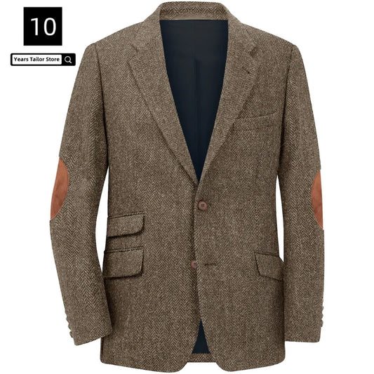 Men's Blazer Herringbone Single Breasted Casual Elegant Man Suit Jackets Coat Men's Stage Clothing Clothing-for-men Male Clothes