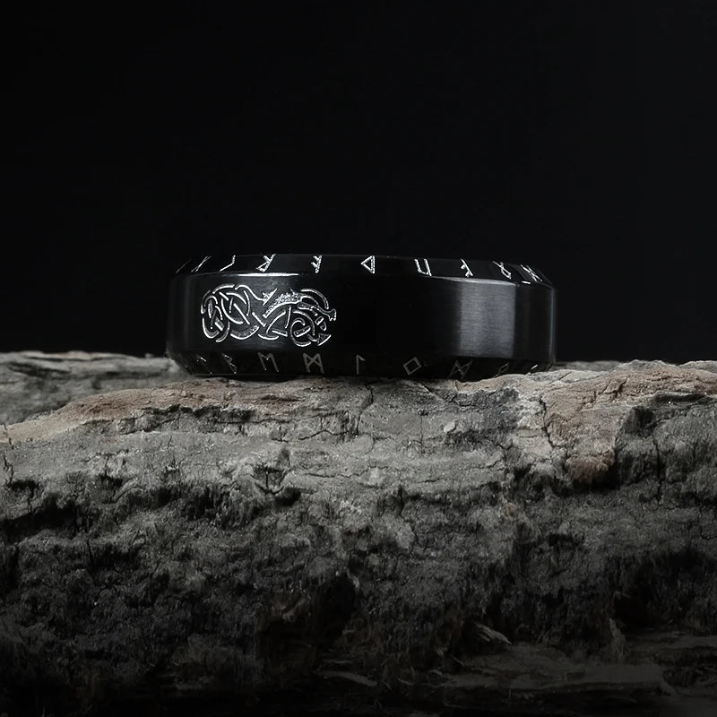Freeshipping Stainless Steel Odin Norse Anel Amulet Rune Couple Dating Viking Rings For Men Women Words Jewelry Boyfriend Gift