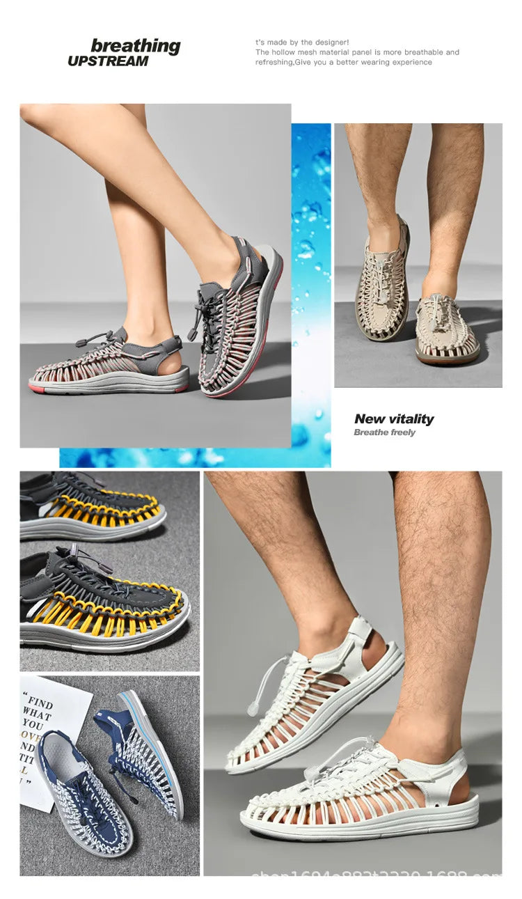 Men's Sandals Woven Casual Mens Beach Shoes 2025 New Comfortable Soft Men's Sandals Summer Casual Shoes for Men Sandalias Hombre