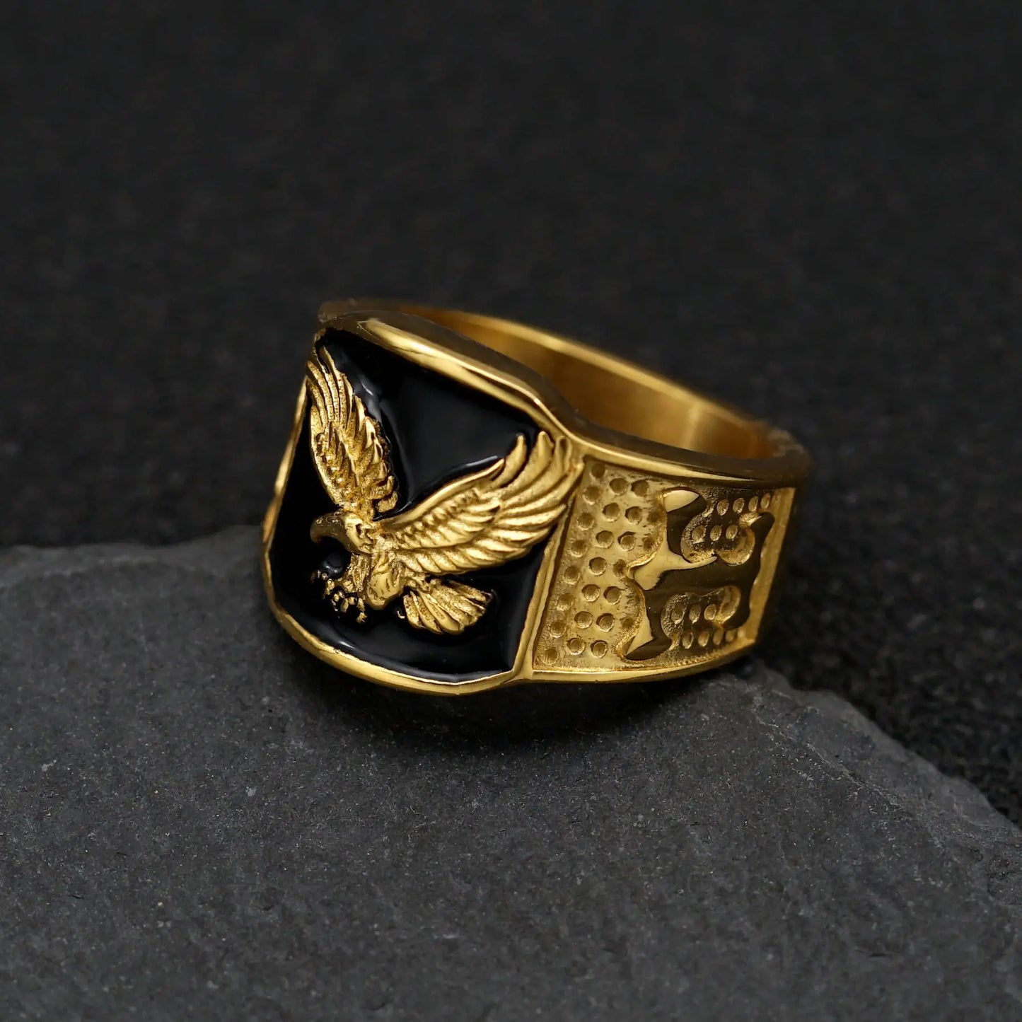 Domineering gold color stainless steel Eagle Rings for Men Classic Ring Hip Hop Rock Party Jewelry Gift