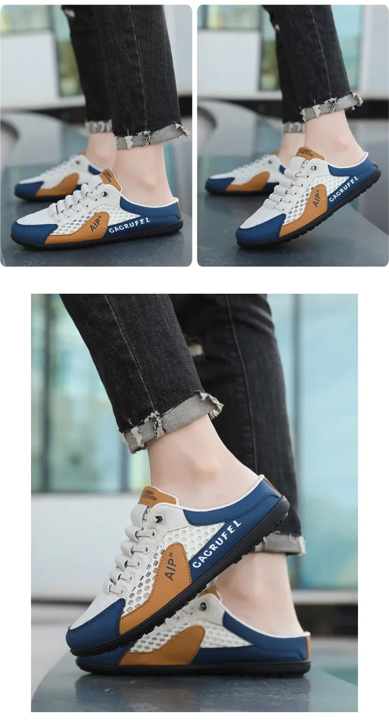 Men's Fashion Soft-soled Half Slippers Summer Trendy Bottom Casual Shoes Soft Sole Support Shoes Sneakers Half Drag Sandals