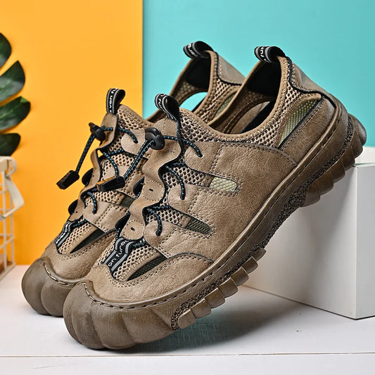 Summer Men Sandals Genuine Leather Mens Casual Shoes Outdoor Men Leather Sandals for Men Beach Shoes Roman mens Shoes