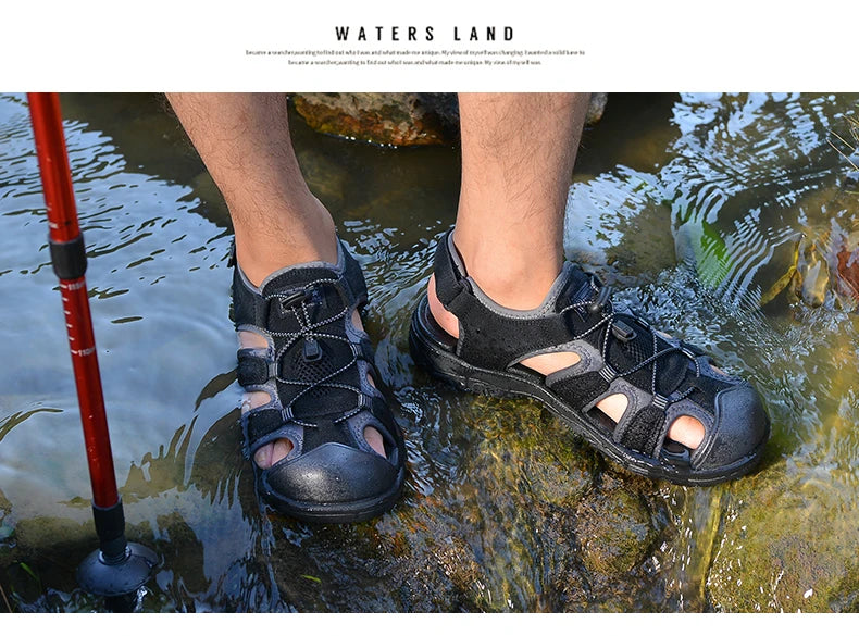 Men Sandals PU Leather Male Summer Shoes Outdoor Walking Beach Flat Sandals Shoes For Men Sneakers sandalias hombre