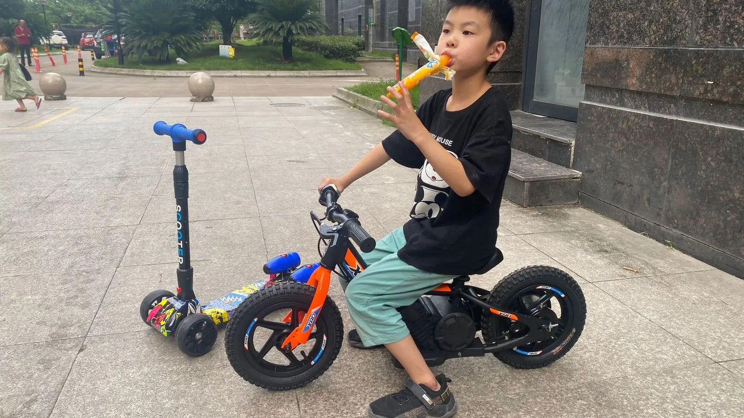 12-inch Children's Electric Bicycle Outdoor Off-road Portable Shock-absorbing Scooter