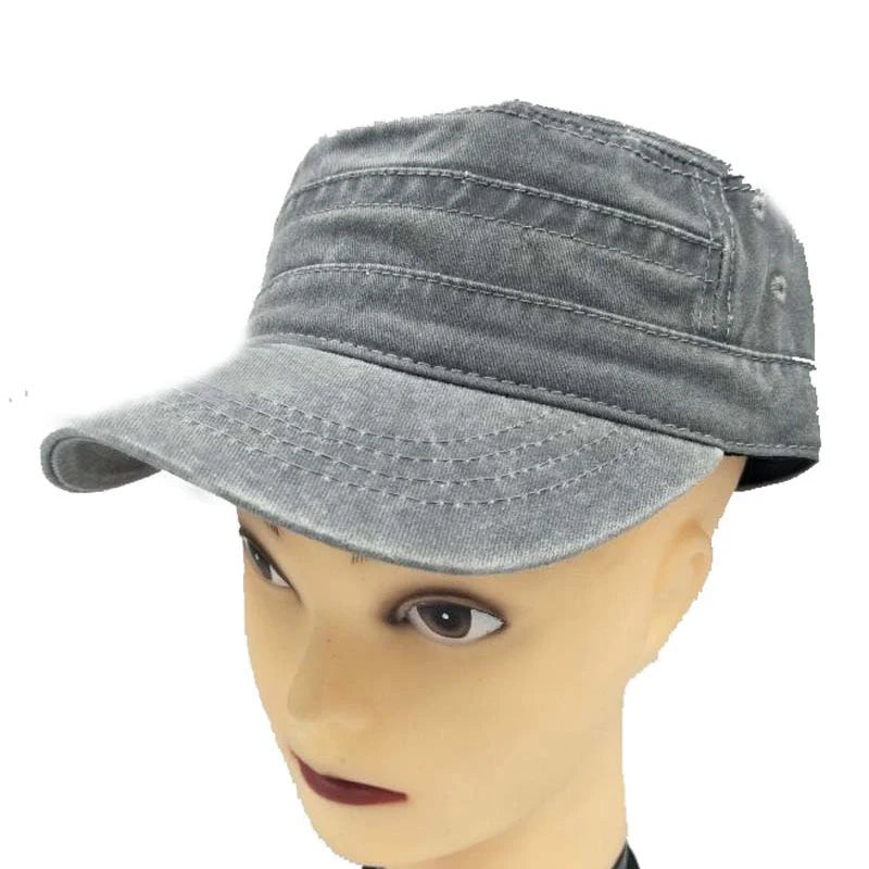 Men Thicker Denim  Flat Top Hat Solid Caps for Women Male Washed Caps Adjustable Flat Hats Unisex Cotton Sun Hat Wholesale