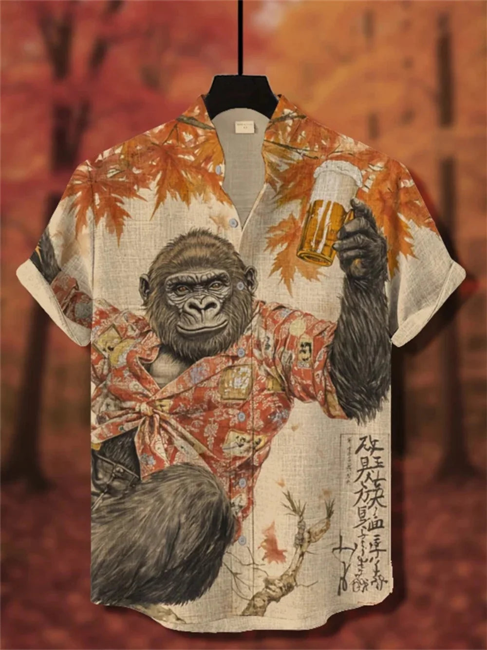 Men's Summer Linen Shirt Short Sleeve Stand up Collar Printed Street Casual Outdoor Vacation Fashionable Clothing