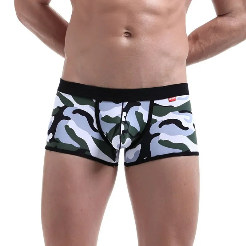 Male Underwear  Men Boxer Shorts Fashion Breathable U Convex Crotch Homme Sexy Tide Camouflage Printed Cueca Boxers