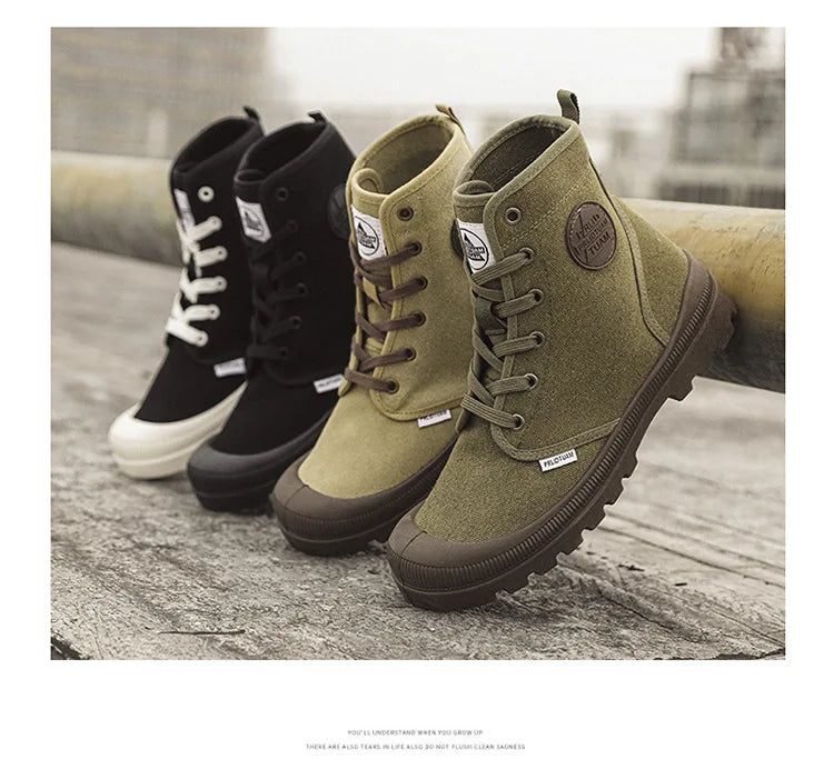 New Fashion High-top Mens Boots Outdoor Comfortable Mens Casual Boots Jungle Mountaineering Men Shoes Wide Bottom Platform Boots