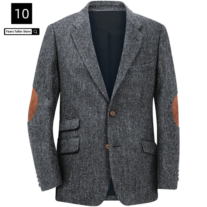 Men's Blazer Herringbone Single Breasted Casual Elegant Man Suit Jackets Coat Men's Stage Clothing Clothing-for-men Male Clothes