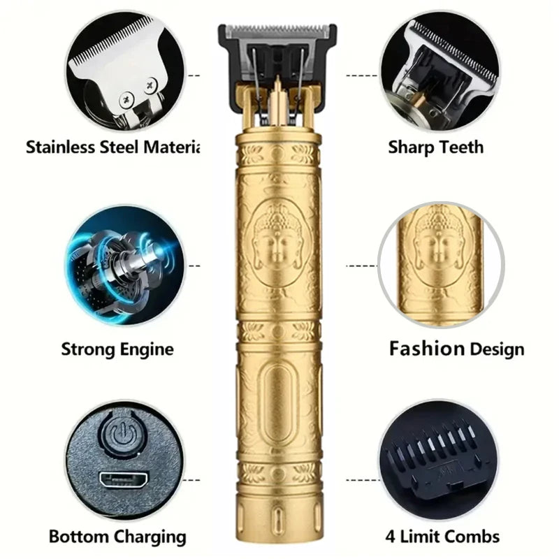 Professional Hair Clippers for Men - Cordless Rechargeable Zero Gapped T-Blade Hair Trimmer Electric Edgers Clippers