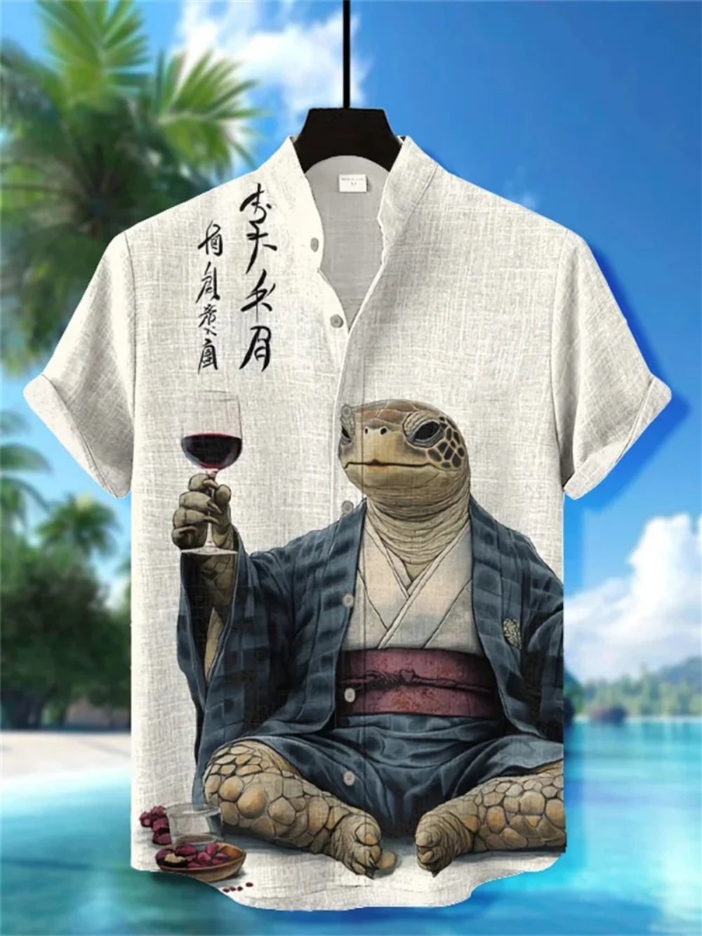 Men's Summer Linen Shirt Short Sleeve Stand up Collar Printed Street Casual Outdoor Vacation Fashionable Clothing