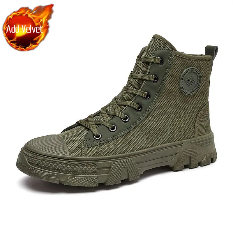 Men's High Cut Boots Warm Winter Lace Up with Fur Outdoor Hiking Male Shoes Platform Retro Original Deals Comfortable Offer Sale