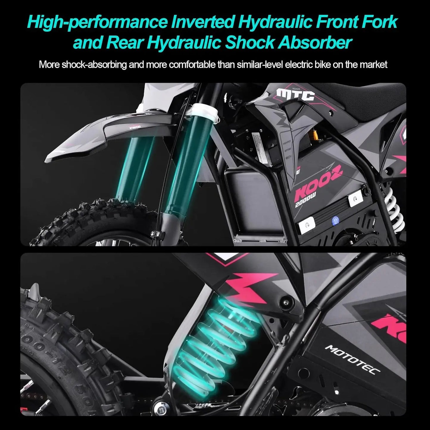 HP115E 40MPH 60V 3000W Electric Dirt Bike for Teens, Electric Motorcycle Ebike with L-ion Battery, 14"/12" Tires,, Customized